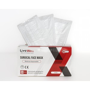 Live Well Health Essentials level 3 face Mask WHITE