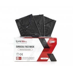 Live Well Health Essentials level 3 face Mask CHARCOAL